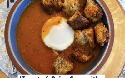 How to Make Sopa de Tomate e Cebola (Tomato and Onion Soup with a Poached Egg and Bread)